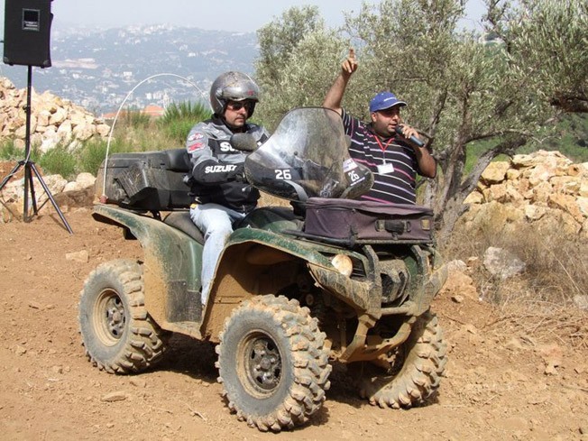 Photo of Hasan Rahif Ghanem ATV Utility next to Yves Atallah on the start line during ATV Speed Test Lebanon 2010