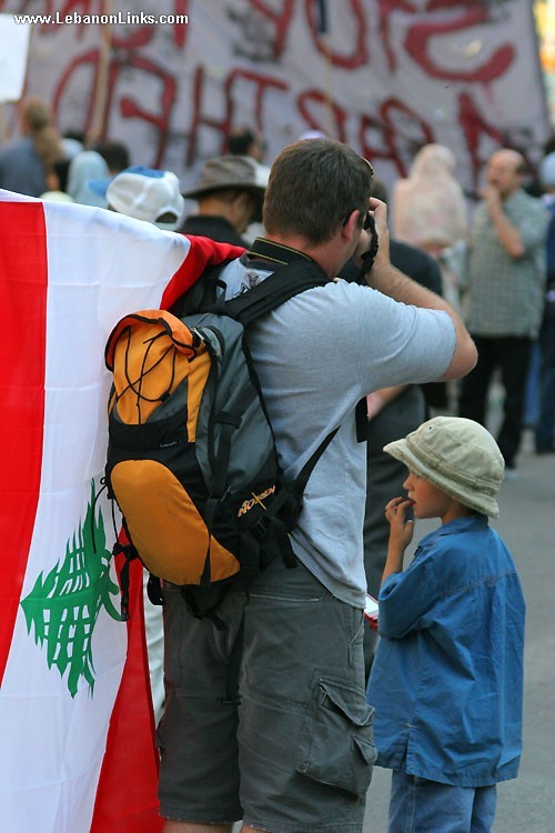 Father Son and a Lebanese Flag