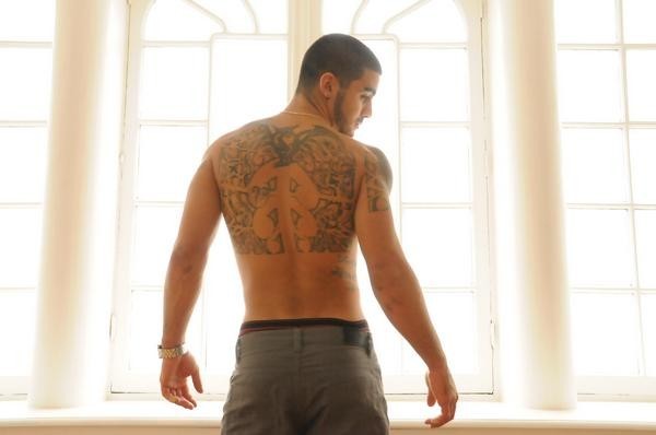 Nedjim Mahtallah back tattoos photo