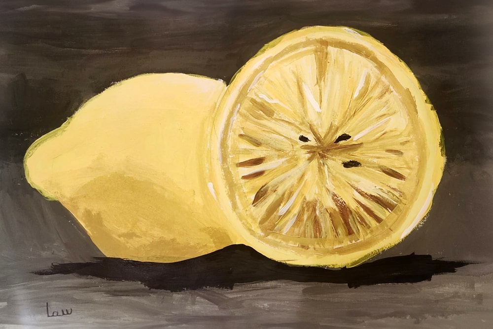 Sliced Citrus - A Yellow Lemon Sliced in Half