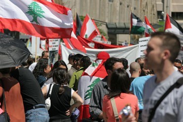 Photograph of Arabs Protesting in Toronto against Israeli Attacks on Lebanon NULL