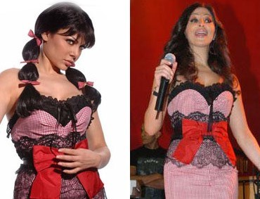 Photograph of Elissa and Haifa Wehbi Sharing the Same Dress NULL Lebanon