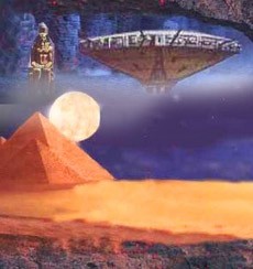 Photograph of UFOs Connection with Egypt Pyramids NULL